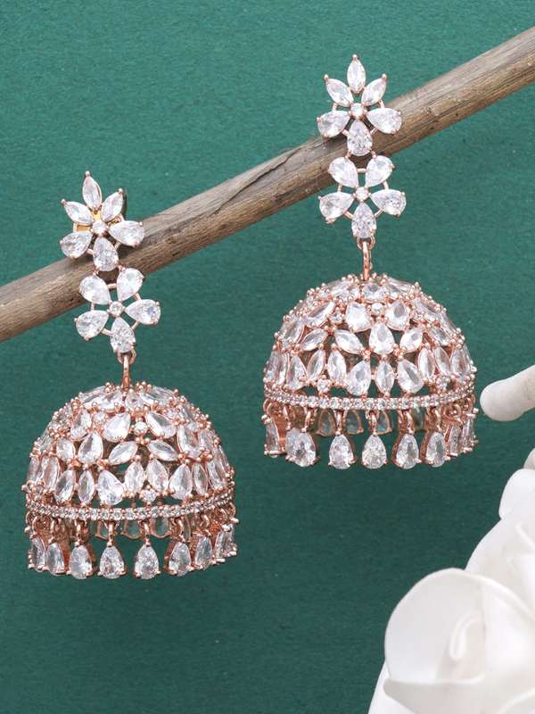 Shop Rubans Gold Plated Pink  Green Beads Hangings Jhumka Earrings Set  Online at Rubans