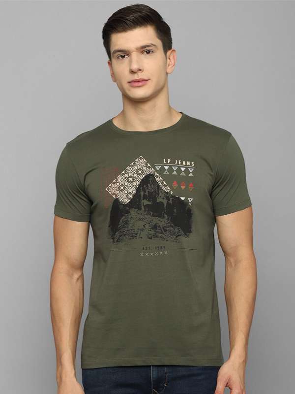 Louis Philippe Jeans Olive Printed Round Neck Tshirts Buy Louis