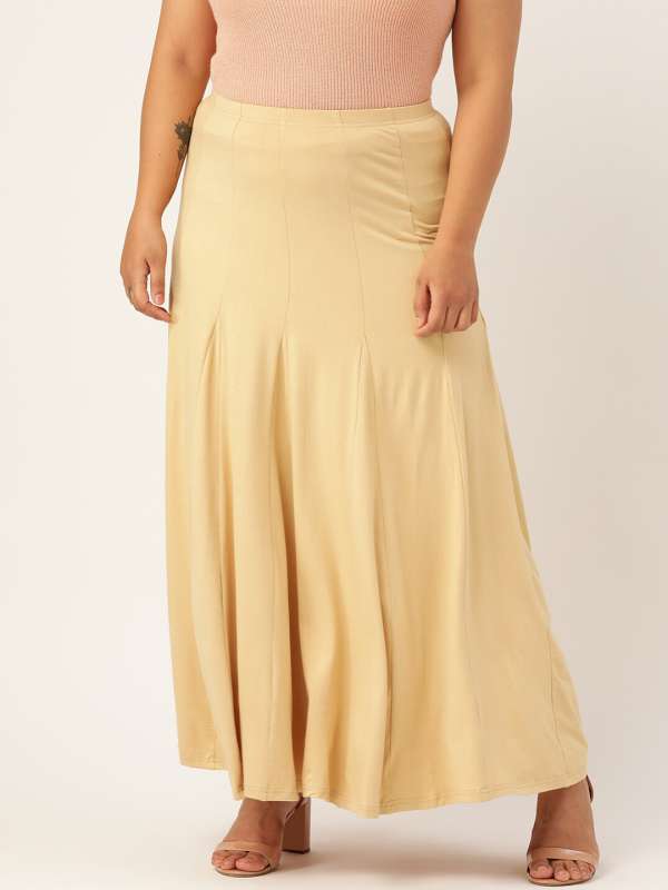 Beige Solid Flared Skirt Buy Beige Solid Flared Skirt online in India