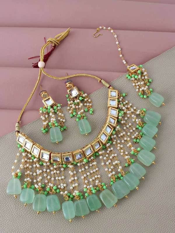 Green necklace on sale set online shopping