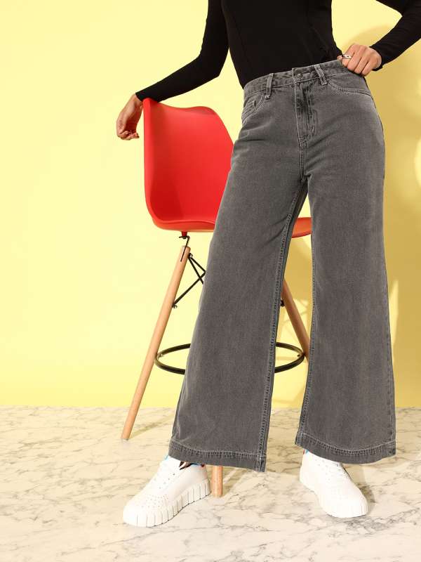 Buy HIGH-WAIST BLUE WIDE-LEG JEANS for Women Online in India