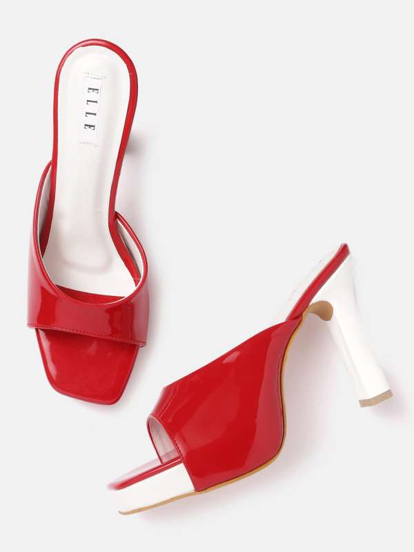 Red low heel mules on sale