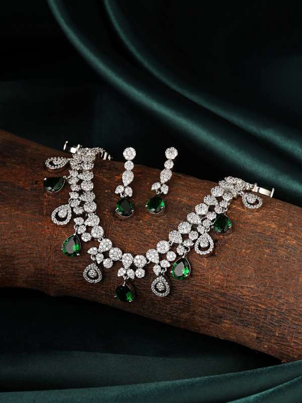 Green stone jewellery set best sale