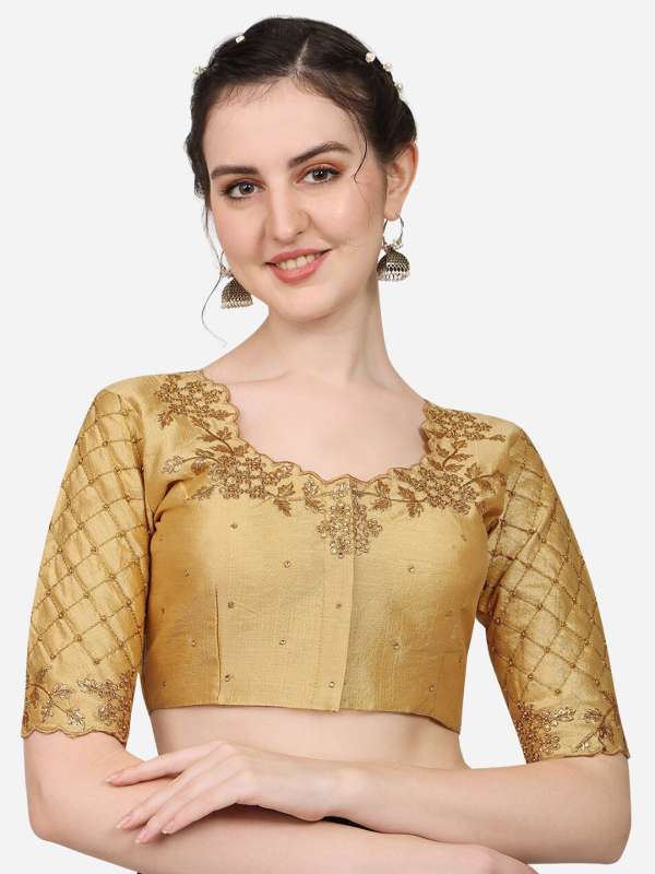 Designer golden best sale blouse