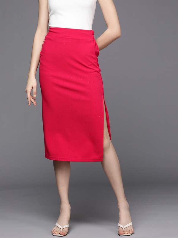 VOXATI Solid Women Pencil Red Skirt  Buy VOXATI Solid Women Pencil Red  Skirt Online at Best Prices in India  Flipkartcom