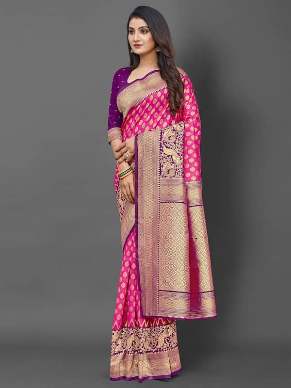 Buy Pink & Purple - Kanchipuram Silk Saree online | kanchipuram silk from  ShrusEternity