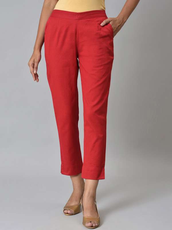 Buy Aurelia Women's Blue Plain Trouser Online @ ₹599 from ShopClues