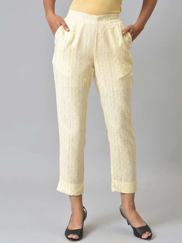 Aurelia Ethnic Bottoms  Buy Aurelia White Straight Fit Trouser Pants Online   Nykaa Fashion