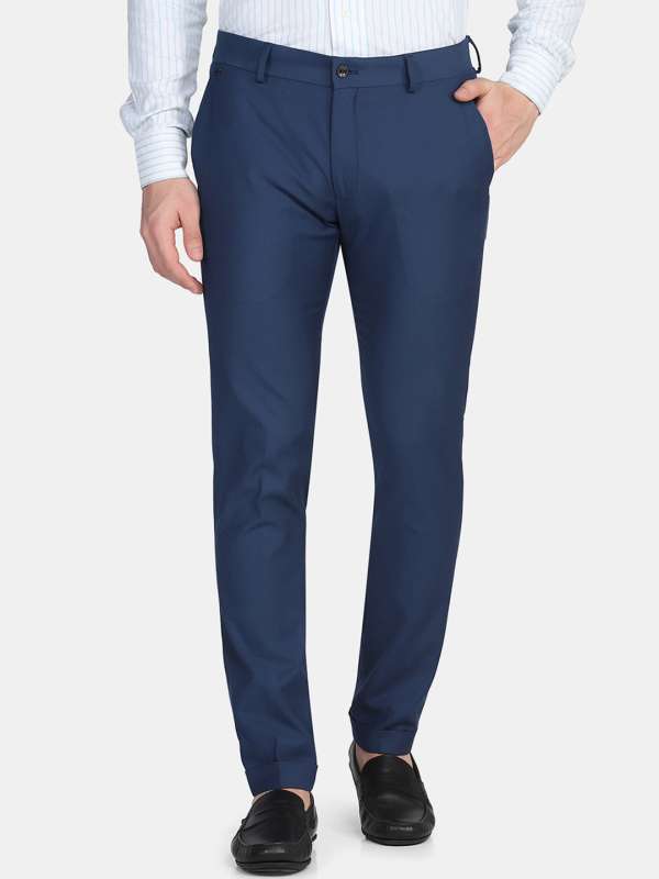 Buy Men Navy Solid Slim Fit Formal Trousers Online  721387  Peter England