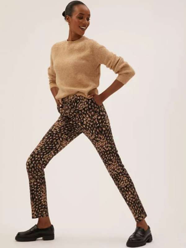 H amp M Women039s Leopard Print Straight Leg Pants Size 2 PreOwned  Condition  eBay