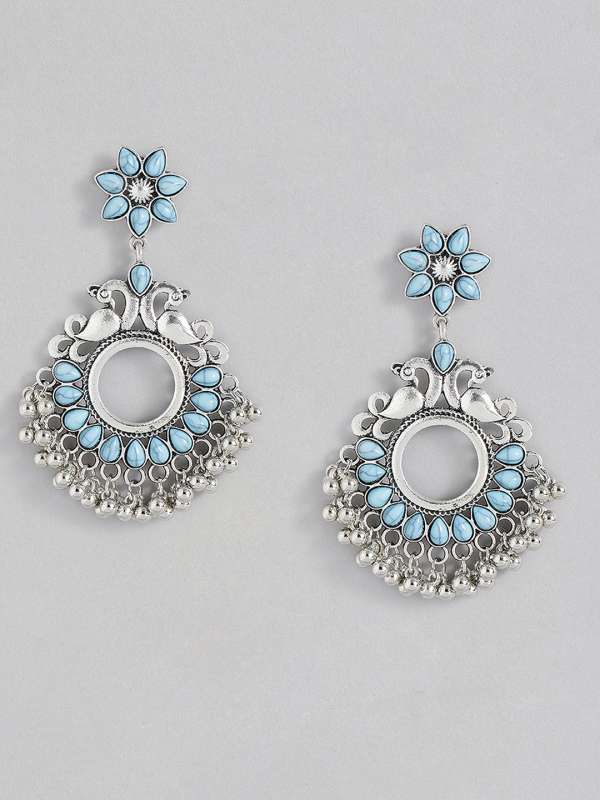 Peacock Blue Earrings Buy Peacock Blue Earrings online in India