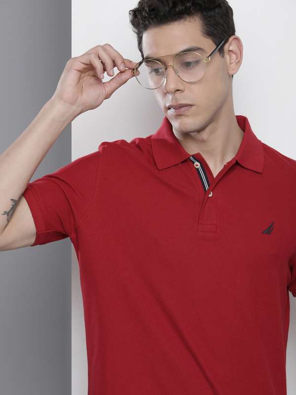 Nautica Red Striped Slim Fit Polo T Shirt 7483189.htm Buy