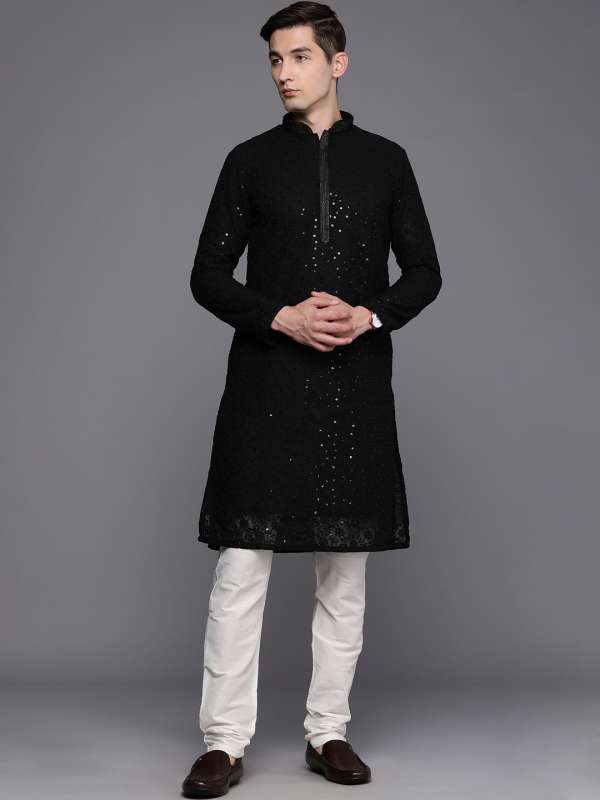Manyavar Black Solid Kurta Pyjama 6215067.htm Buy Manyavar Black