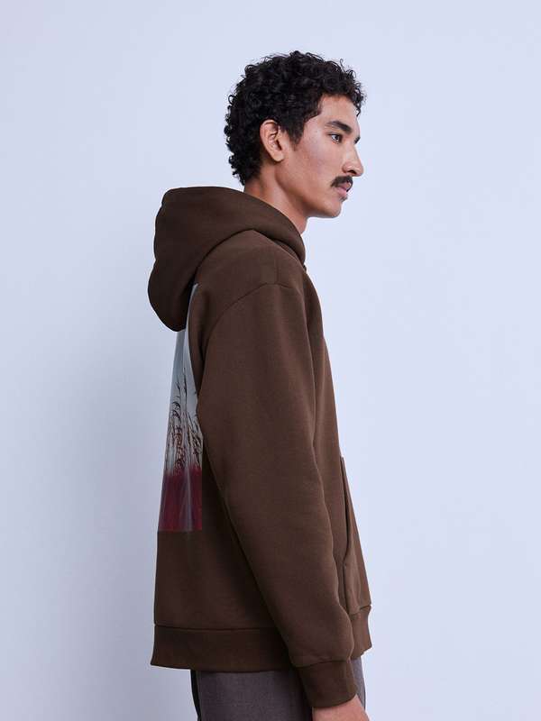 Mens brown hooded sweatshirt Clearance