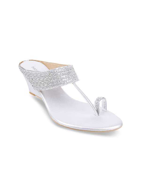Silver low wedge 2025 sandals