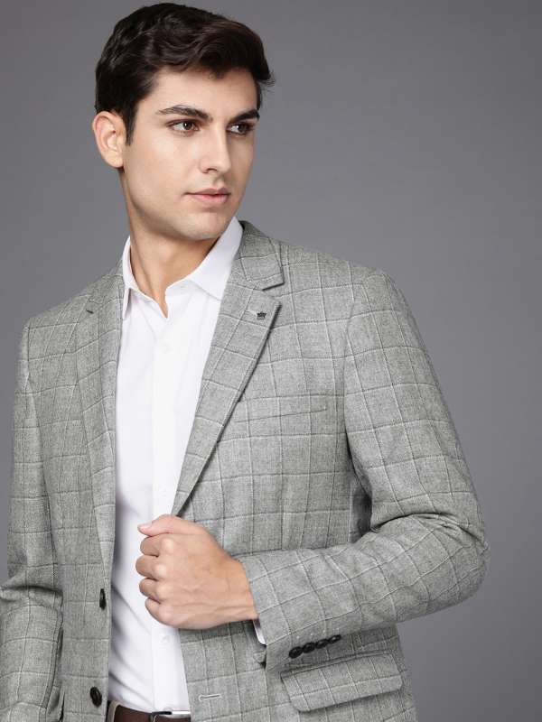 Buy Louis Philippe Louis Philippe Men Woolen Checked Single-Breasted  Tailored Tweeds Formal Blazer at Redfynd