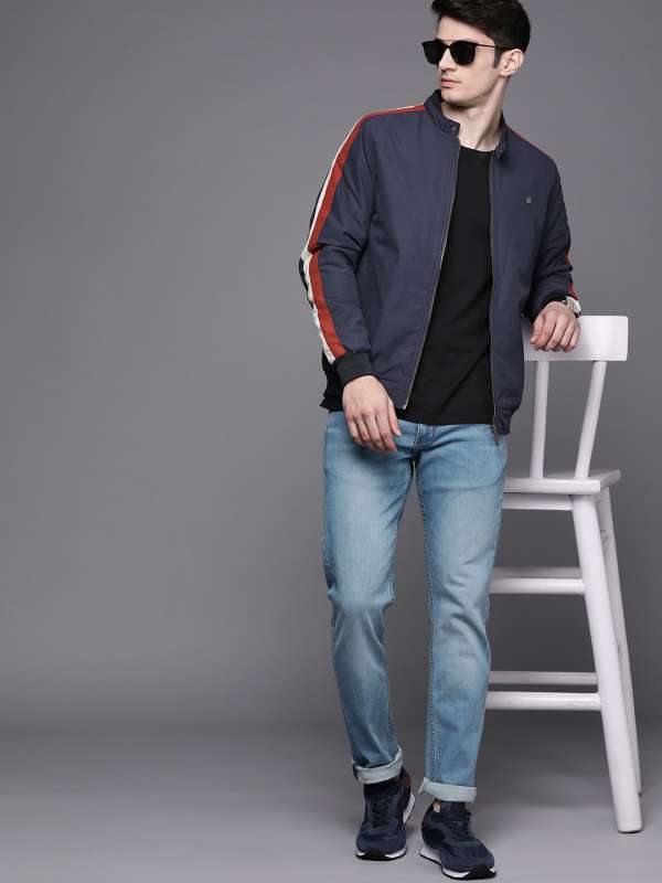 50% OFF on Louis Philippe Jeans Men Black Solid Denim Jacket With Side  Stripes on Myntra