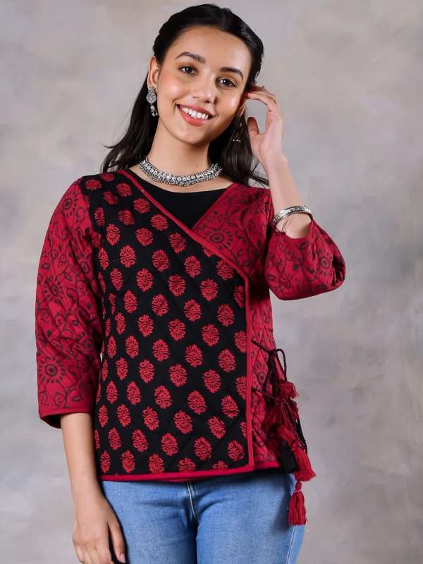 Red ethnic jacket top