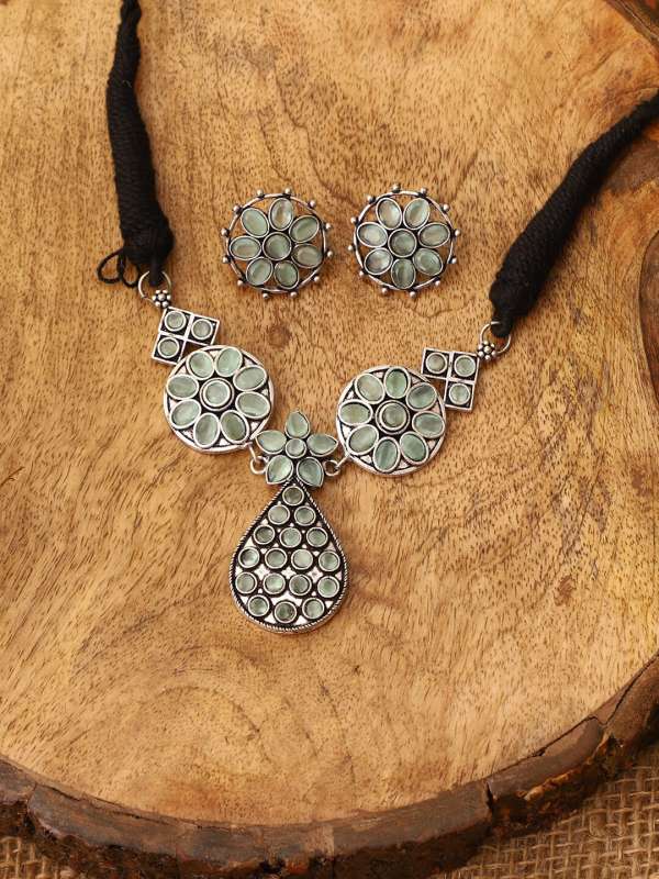 Sea green necklace top set