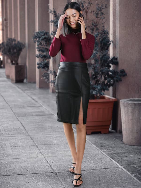 Black Pencil Skirt - Buy Black Pencil Skirt Online In India