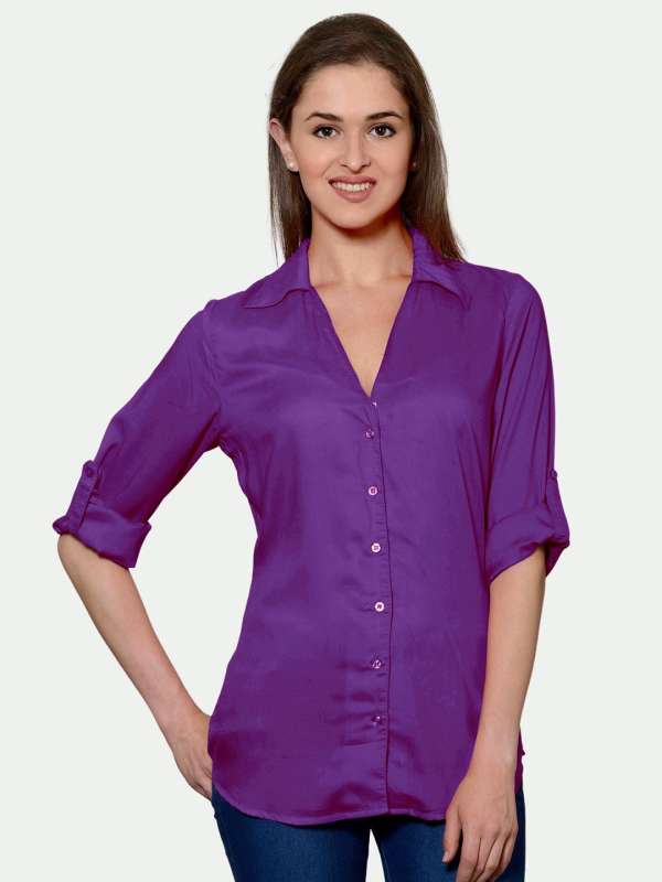 Women's purple button down shirt