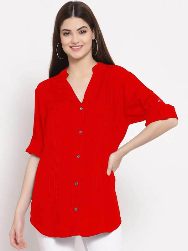 Girls solid red shirt top