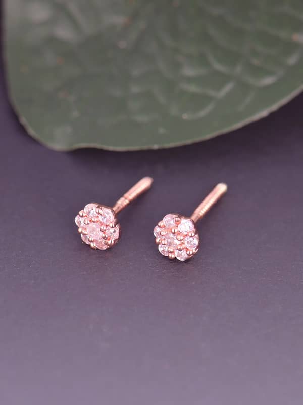 atjewels Round Cut Pink Sapphire 925 Sterling Silver Flower Stud Earri   atjewelsin
