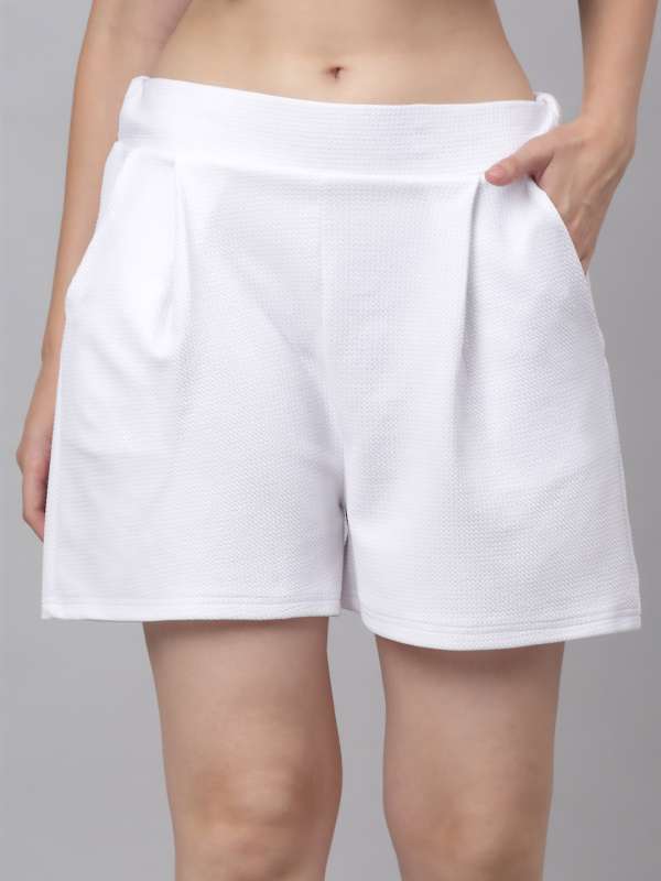 Buy HIGH-WAISTED WHITE SPORTS SHORTS for Women Online in India