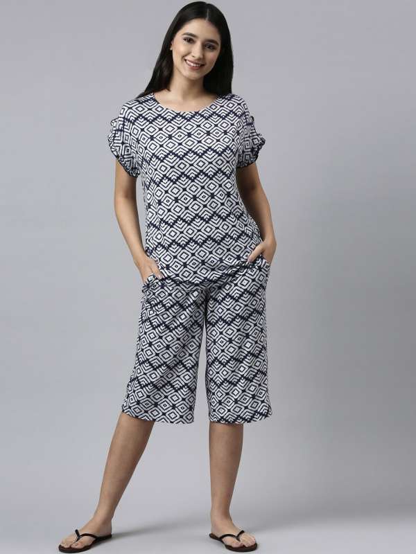 Enamor Navy Blue Nightwear 98618 Thml Buy Enamor Navy Blue Nightwear 98618 Thml online in India