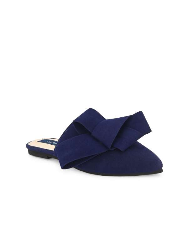 Navy blue flat mules top