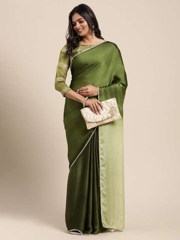 Myntra green saree 2025