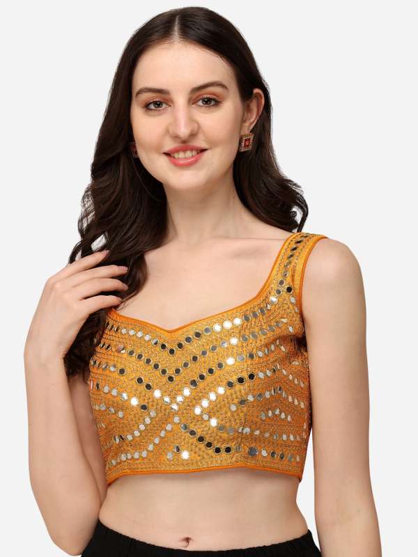 Buy Yellow Kokino Polka Print Bralette Blouse by Designer YAM INDIA Online  at