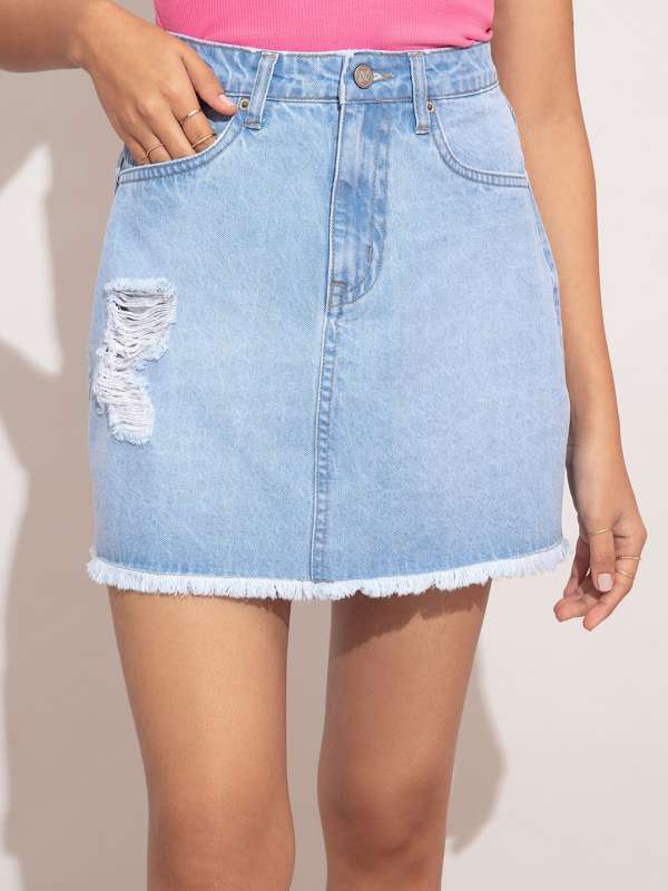 Long denim skirt myntra online