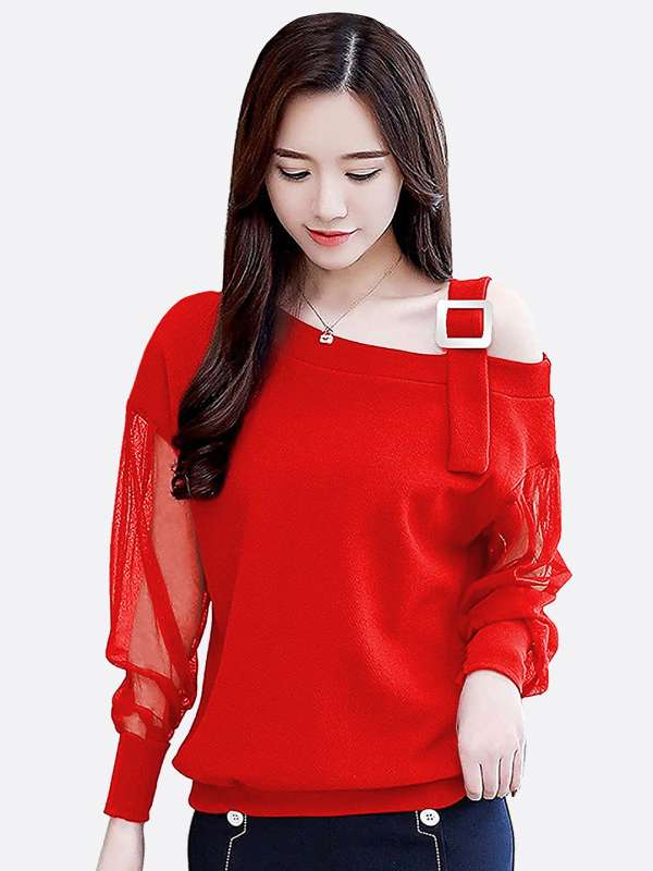 One side best sale falling shoulder top