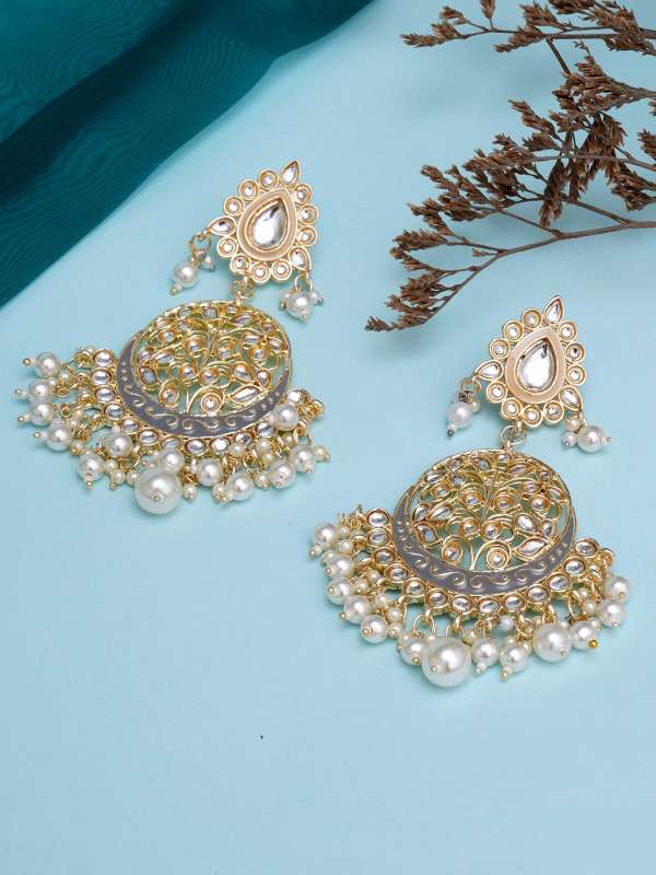 Grey Earrings Buy Trendy Grey Earrings Online in India Myntra