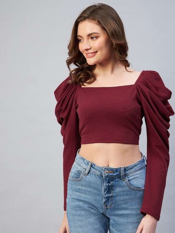 Maroon Crop Top Buy Maroon Crop Top online in India