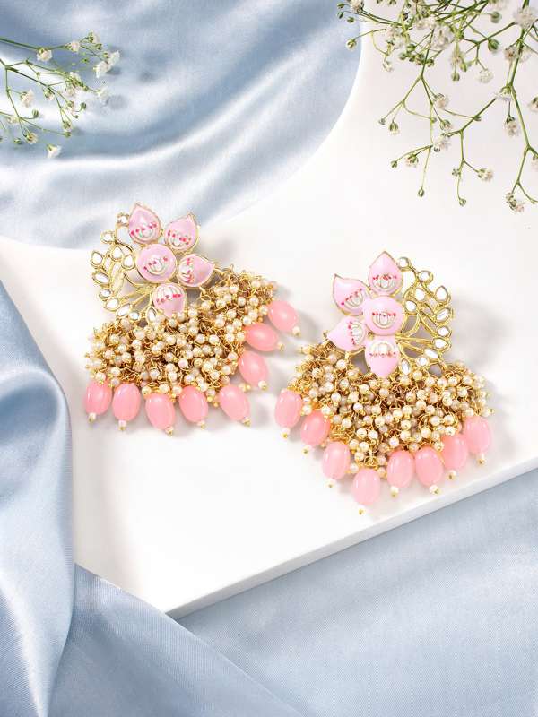 Pink earrings online sales