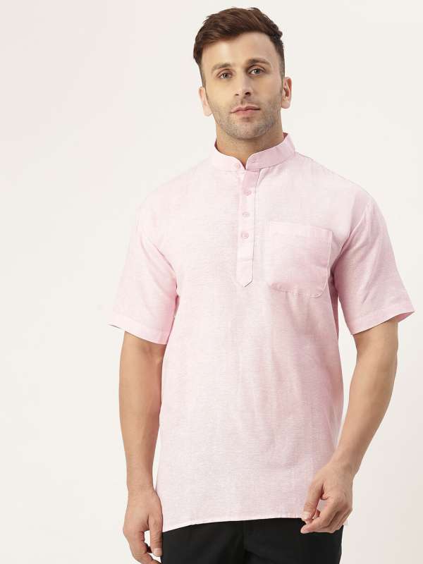 Buy Light Pink Cotton Half Sleeve Kurta Pyjama Online at Best Price