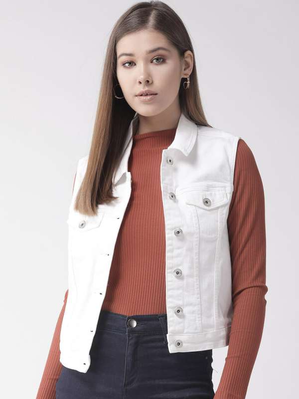 White denim jacket womens india clearance