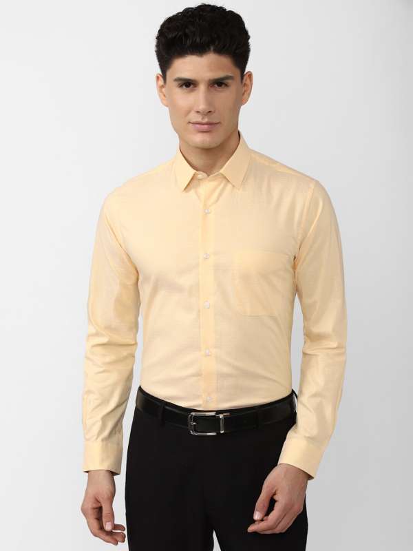 Yellow formal shirt mens sale