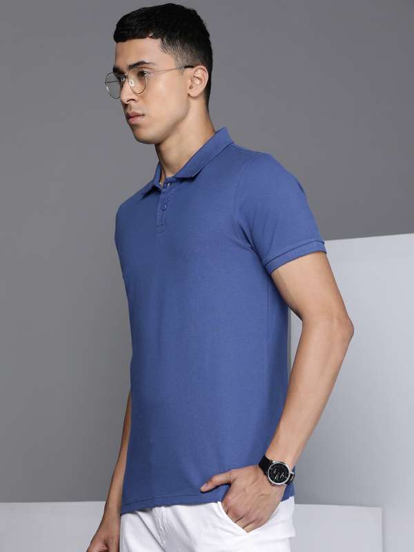 Kenneth Cole Solid Men Polo Neck Blue Tshirts Buy Kenneth Cole