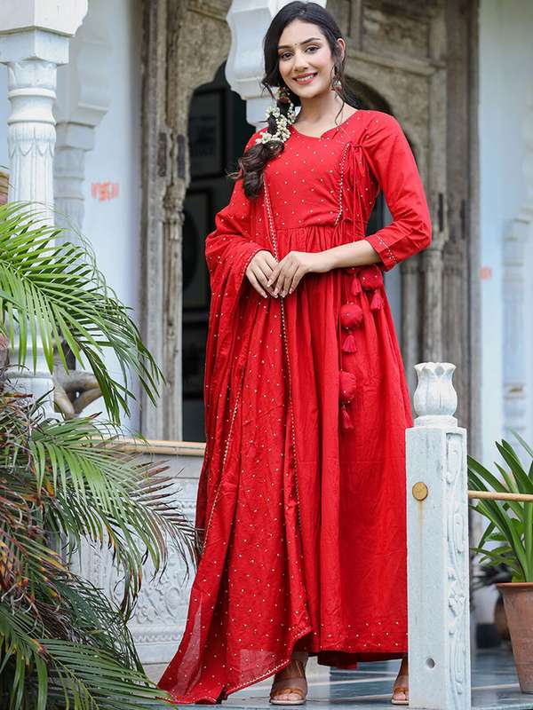 Red Leggings Kurtas Set - Buy Red Leggings Kurtas Set online in India