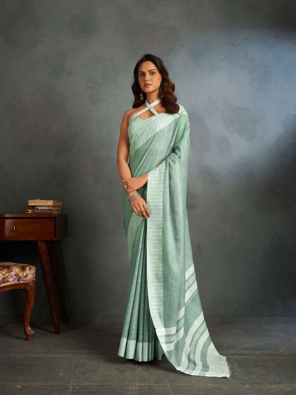 Linen sarees in myntra hotsell