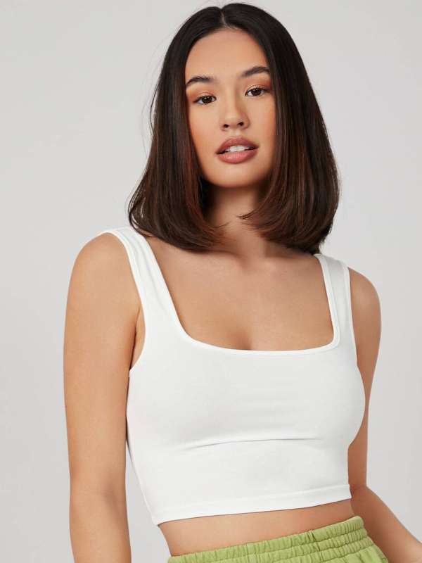 Buy White Tank With Bra Online In India -  India