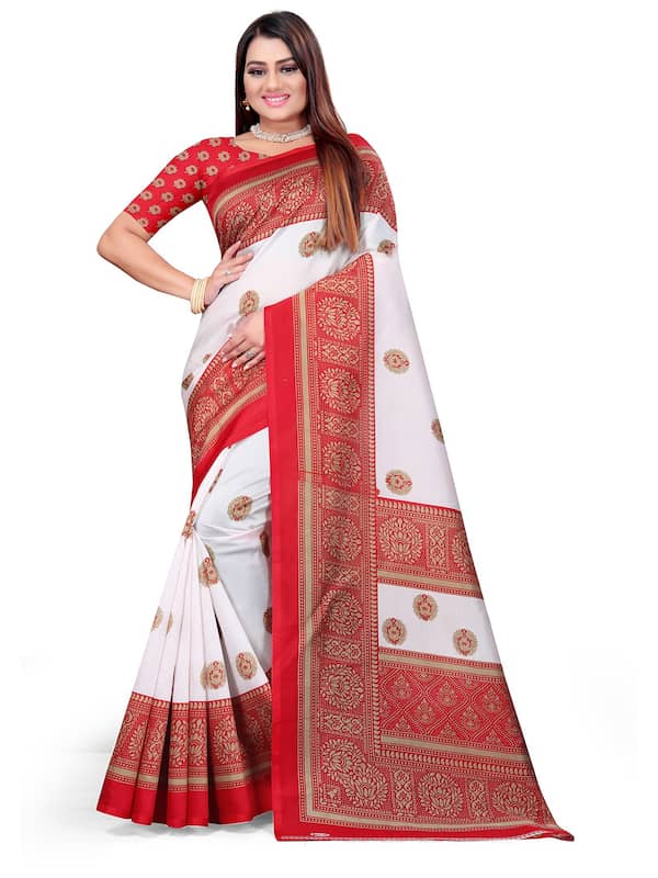 Buy Blue Banarasi Bandhej Silk Saree Without blouse piece at Amazon.in