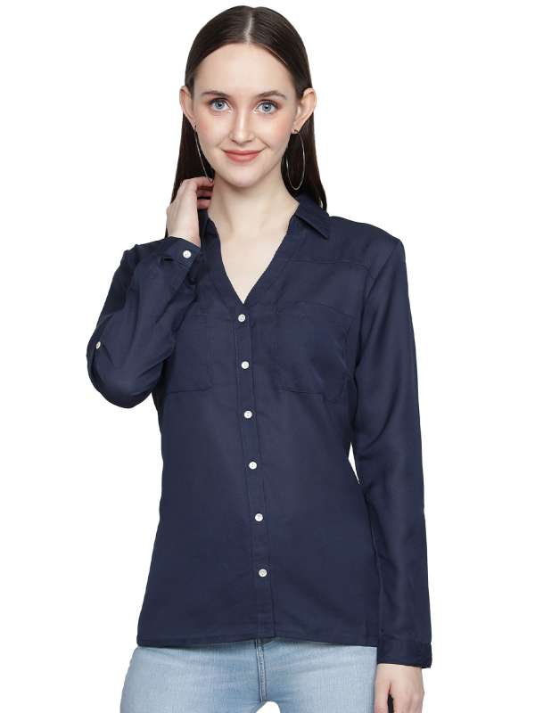 Blue formal shop shirt for ladies