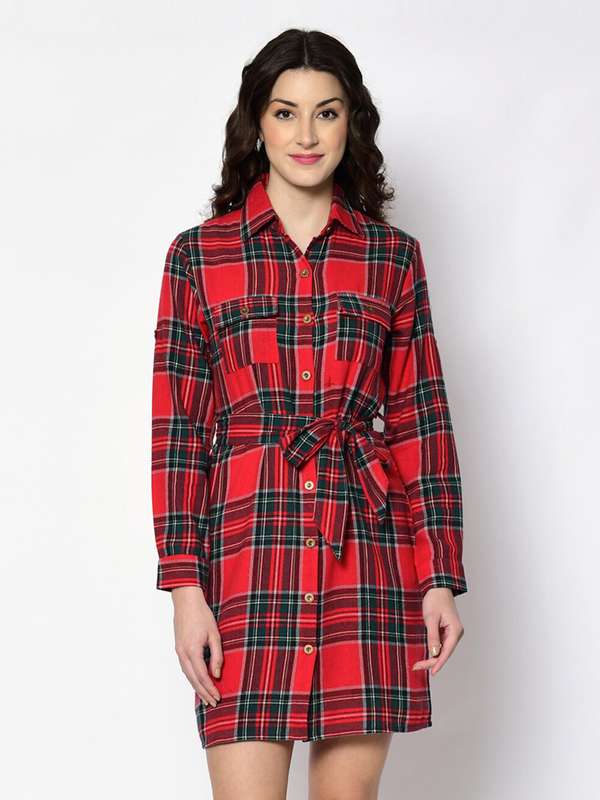 Womens red shirt dress clearance