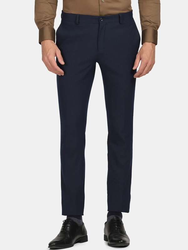 Buy Men Navy Slim Fit Check Casual Trousers Online  852122  Allen Solly