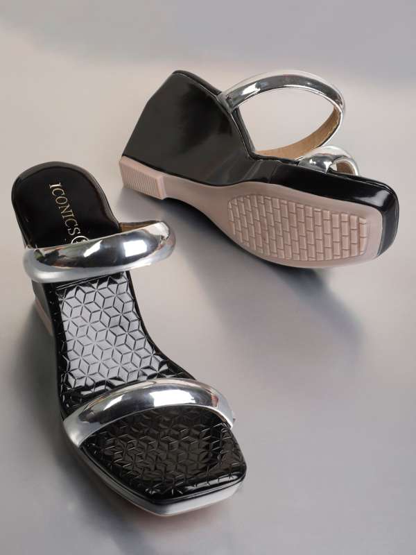 Silver low shop wedge sandals