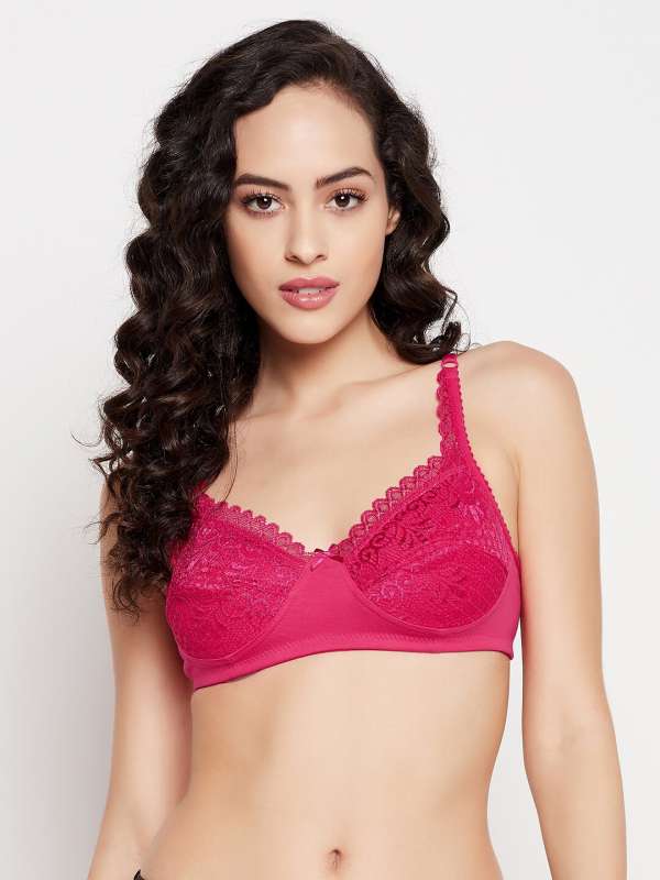 Buy Clovia Brown Solid Lace Single Full Coverage Bra Online at